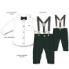 G11527TOD: Boys Shirt With Corduroy Bow Tie & Pant With Braces Outfit (2-4 Years)